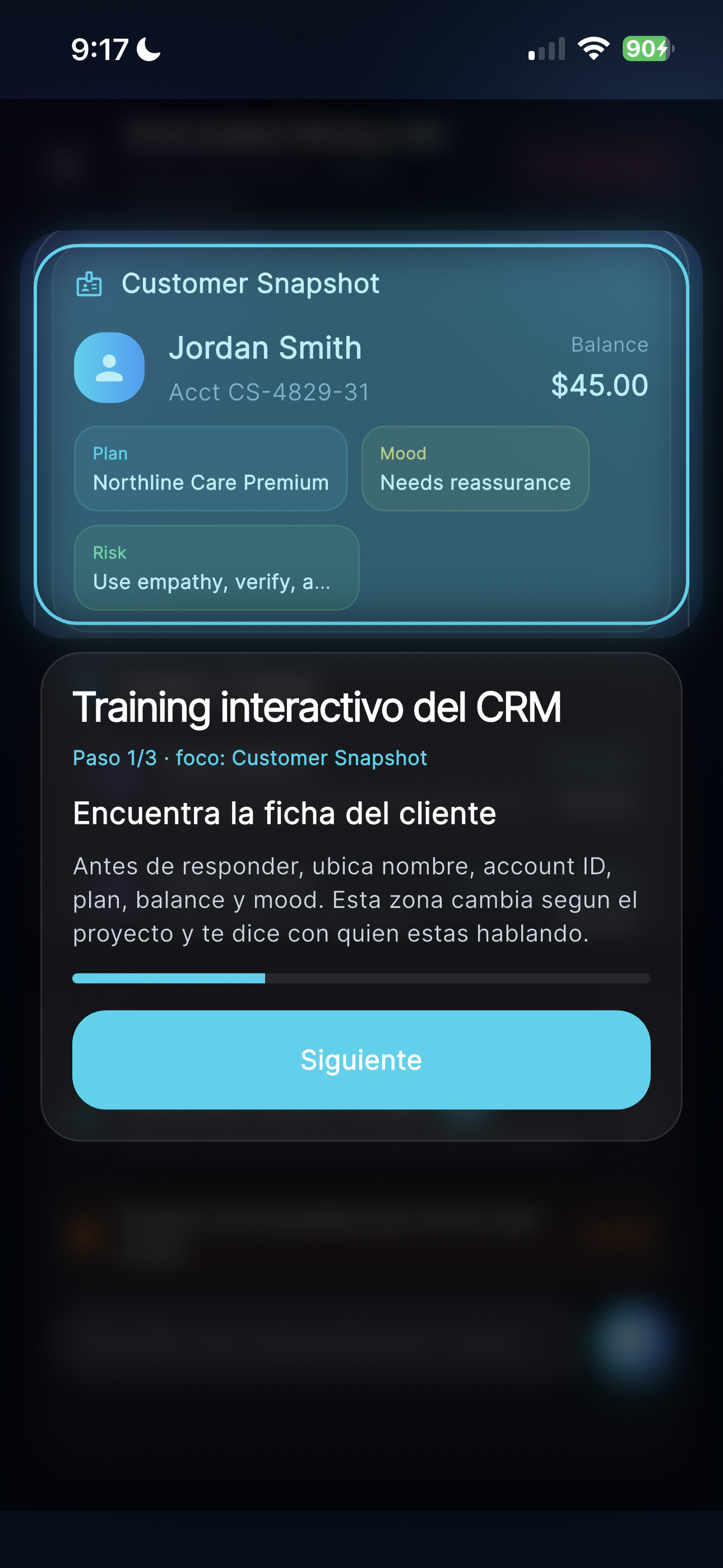 Training interactivo del CRM